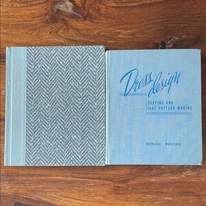 2 Vintage Dress Design Pattern Making + Basic Tailoring Book Set in Dusty Blue